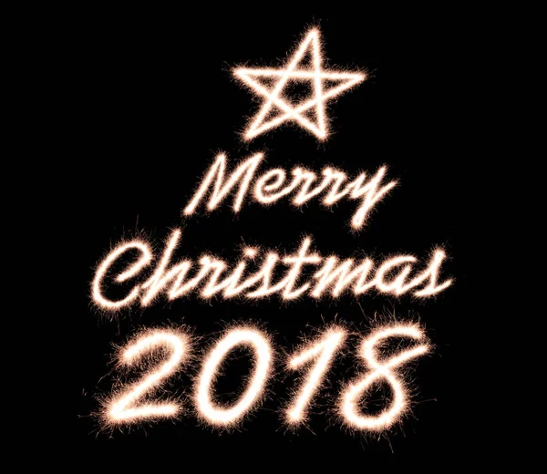 Merry Christmas 2018 Written Sparkle Firework Light — Stock Photo, Image