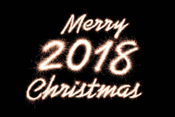 Merry Christmas 2018 Written Sparkle Firework Light — Stock Photo, Image