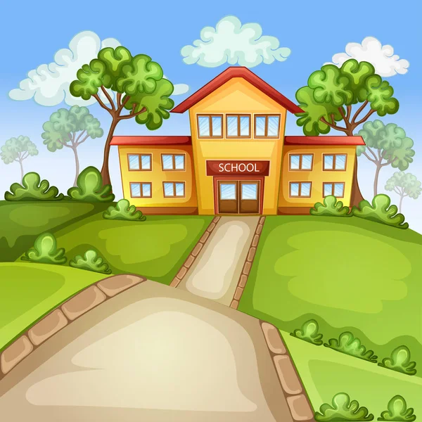 Schöne Illustration Mit Schulgebäude — Stockvektor