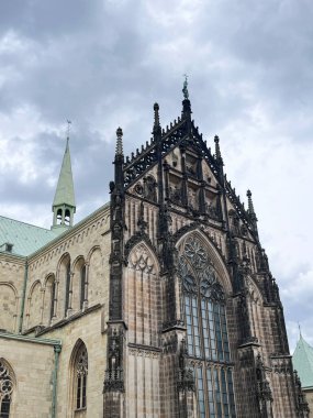 Domplatz 'daki St. Pauls Katedrali, Munster, Kuzey Ren Vestfalyası Almanya