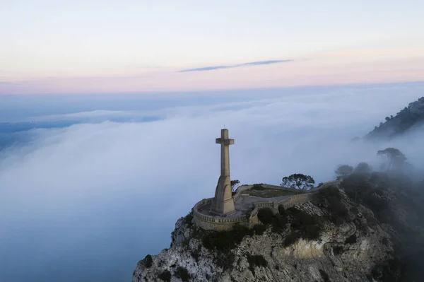 San Salvador tapınak haç hava görüntü Felanitx, Mallorca bulunan