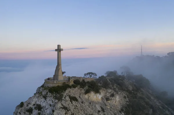 San Salvador tapınak haç hava görüntü Felanitx, Mallorca bulunan