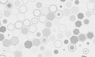 Bilim ve teknoloji konsepti çizimi. Altıgen elementler ve noktalardan oluşan soyut teknoloji arkaplanı. Tasarım için dijital gelecek çizimi şablonu.