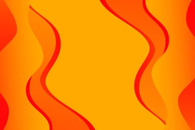 Yandım. Ateşle. Alevler. Eğri çizgileri olan soyut turuncu ve kırmızı dalgalı arkaplan. 