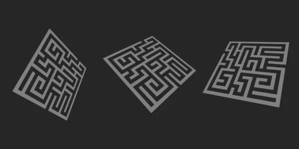 Set Von Labyrinth Emblem Maze Logo Vorlage Labyrinthsymbol — Stockvektor