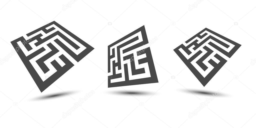 Set of maze emblem. Maze logo template. Labyrinth icon.