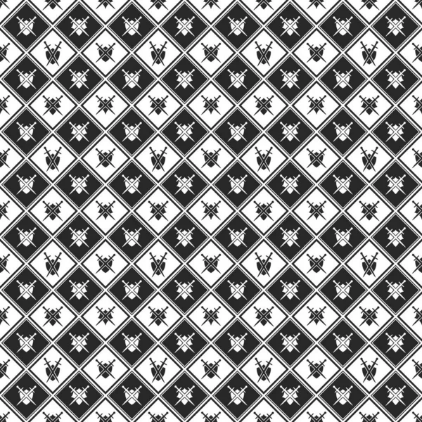 Shield Sword Seamless Pattern — Stock Vector