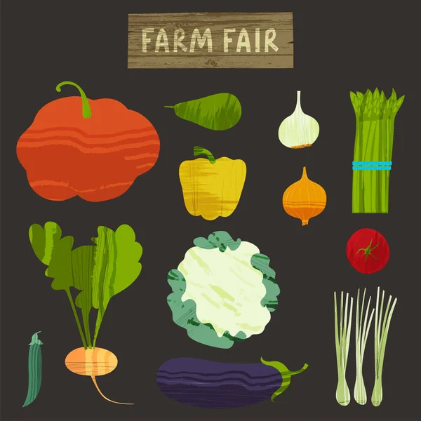 Conjunto de verduras. Ilustración vectorial — Vector de stock