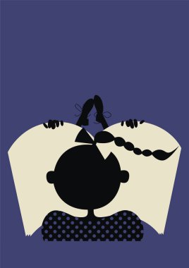 Poster illüstrasyon kavramı kitap Festivali. Festival, sergi, dükkanı için modern grafik tasarım