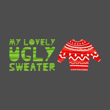 Yazı ile Noel ve yeni yıl öğeleri. Doku ile vektör düz tasarımı