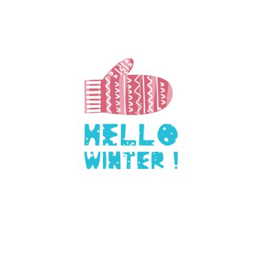 Yazı ile Noel ve yeni yıl öğeleri. Doku ile vektör düz tasarımı