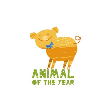 Yazı ile Noel ve yeni yıl öğeleri. Doku ile vektör düz tasarımı