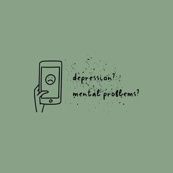 Signos y síntomas de depresión. Ilustración vectorial de problemas de salud mental — Archivo Imágenes Vectoriales