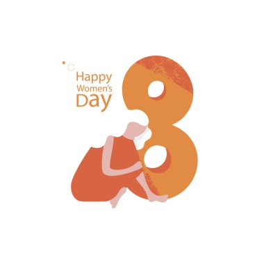 8 Mart düz tebrik kartı şablonu vektör