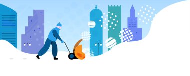 Kapıcı şehirde kar kaldırma