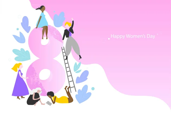 Modelo de banner vetorial do Dia Internacional das Mulheres — Vetor de Stock