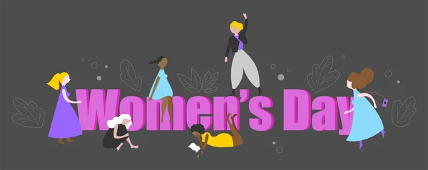 Vorlage für Banner zum Internationalen Frauentag — Stockvektor