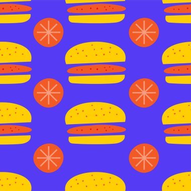Hamburger ve domates vektör seamless modeli