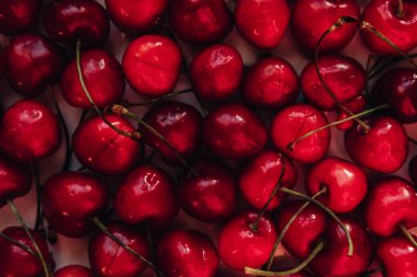 Tatlı kiraz üst görünüm arka plan