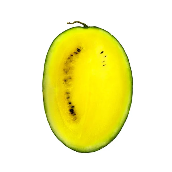 Half yellow watermelon on white background — Stock Photo, Image