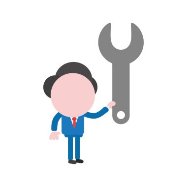 Vektör çizim meçhul işadamı karakter holding somun anahtarı.