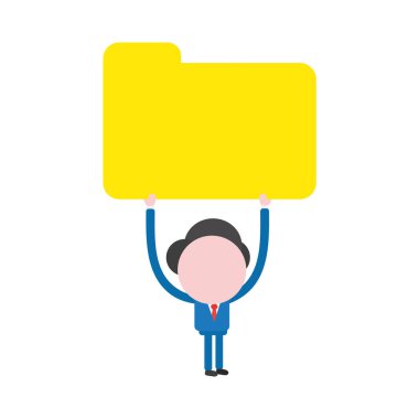 Kapalı dosya klasörü tutan meçhul işadamı karakter vektör çizim.