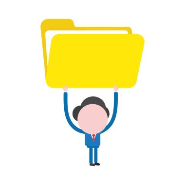 Açık dosya klasörü tutan meçhul işadamı karakter vektör çizim.