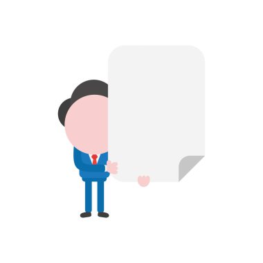 Boş kağıt tutan meçhul işadamı karakter vektör çizim.