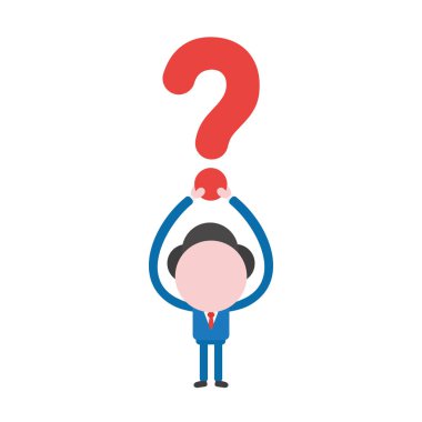 Soru işareti kadar tutan meçhul işadamı karakter vektör çizim.