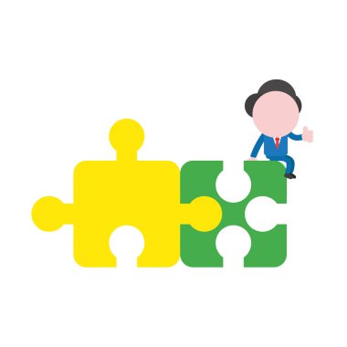 Meçhul işadamı karakter oturan vektör çizim bağlı iki adet bulmaca.