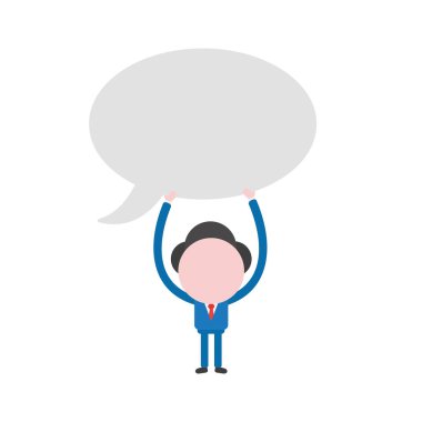 Boş konuşma balonu tutarak meçhul işadamı karakter vektör çizim.