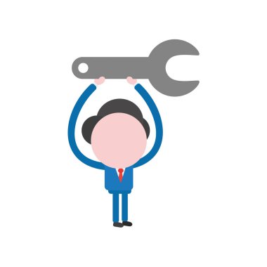 Vektör çizim işadamı maskot karakter kadar anahtar tutan.