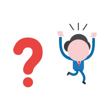 Vektör çizim işadamı maskot karakter soru işareti sorun uzak çalışan.