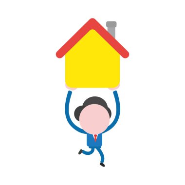 Çalışan ve ev taşıma vektör illüstrasyon iş adamı maskot karakter.