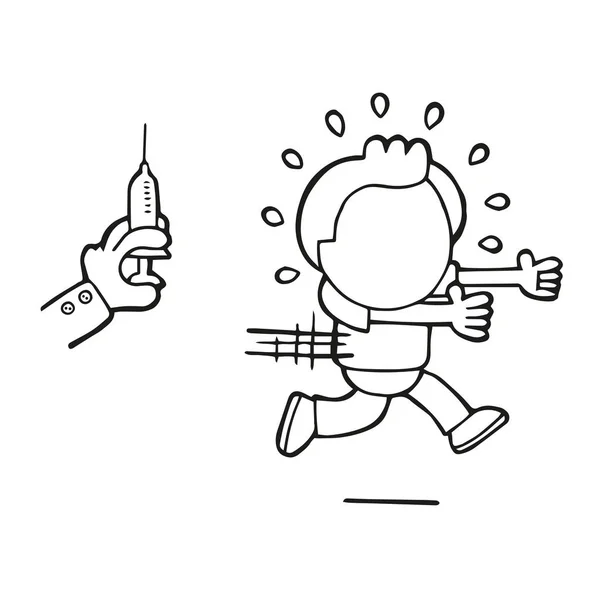 Illustrazione Del Cartone Animato Disegnato Mano Vettoriale Dell Uomo Spaventato — Vettoriale Stock
