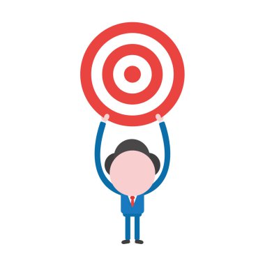 Vektör çizim işadamı karakter Bullseye kadar holding.