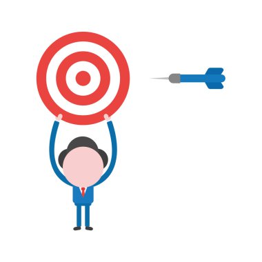 Vektör çizim işadamı karakter Bullseye dart ile gidiyor.