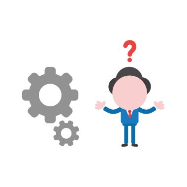 Vektör çizim işadamı karakter gri gears ile karışık.