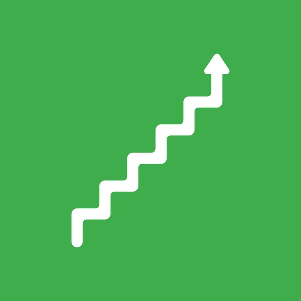 Flat Vector Icon Concept Stairs Arrow Moving Green Background — Stock Vector