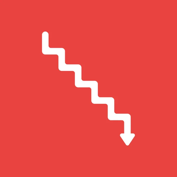 Conceito Ícone Vetor Plano Escadas Com Seta Movendo Para Baixo — Vetor de Stock