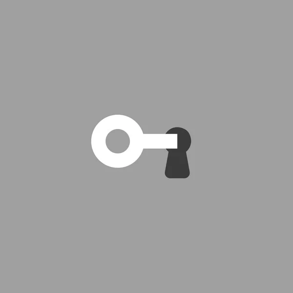 Konzept Des Flachen Vektorsymbols Von Schlüssel Schlüsselschloss Auf Grauem Hintergrund — Stockvektor