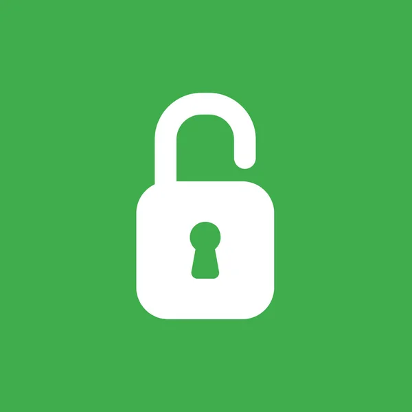 Flat Vector Icon Concept Opened Padlock Green Background — Stock Vector