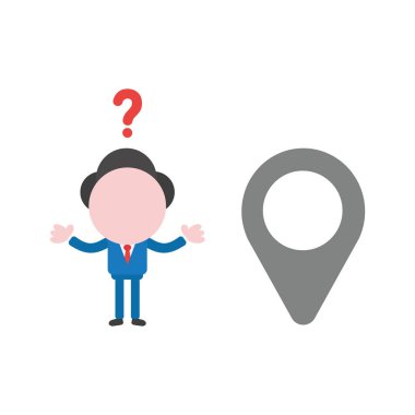 Vektör çizim işadamı karakter harita göstergesi ile karışık.