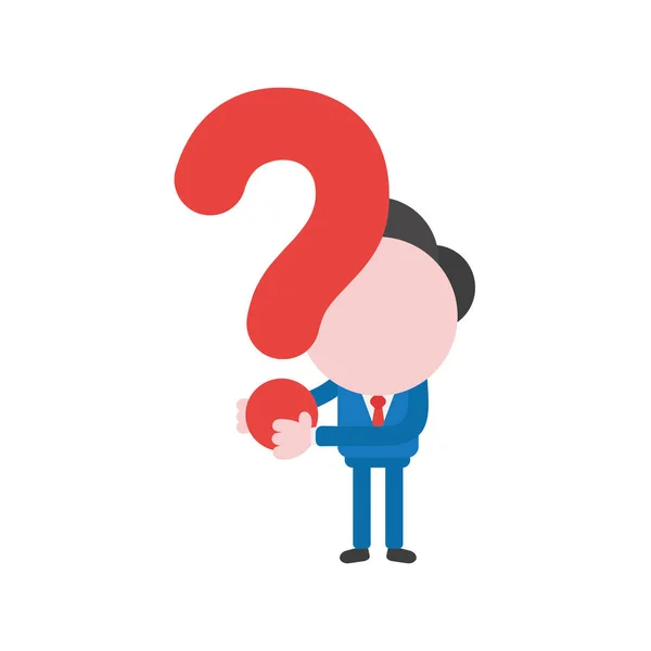 Ilustración Vectorial Personaje Hombre Negocios Con Signo Interrogación Rojo — Vector de stock