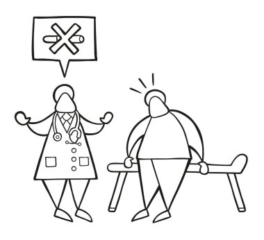 Vektör illüstrasyon karikatür Doktor adam hastasını ve konuşma balonu ile sigara içmek yasak söyleyerek.