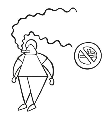 Vektör illüstrasyon karikatür adam karakter duman Sigara İçilmeyen yok yanında.