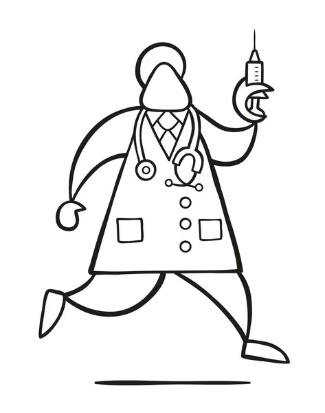 Ilustração Vetorial Desenho Animado Médico Homem Com Estetoscópio Correr Segurando —  Vetores de Stock