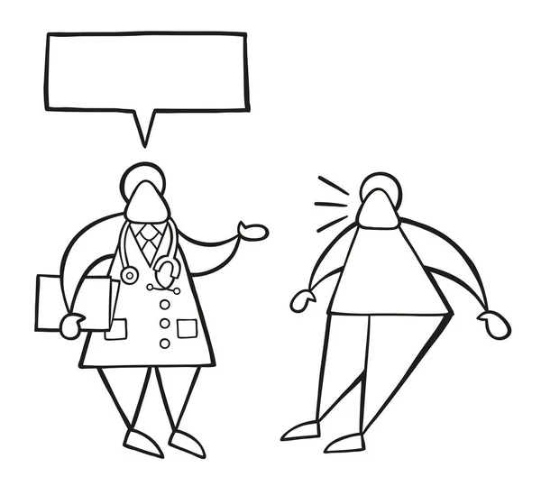 Vektorové Ilustrace Kreslené Lékař Muž Drží Složku Mluvil Jeho Pacienta — Stockový vektor