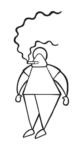 Ilustración Vectorial Hombre Dibujos Animados Pie Fumar Cigarrillo — Vector de stock