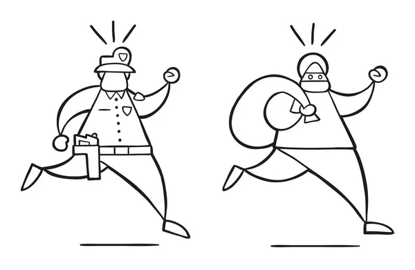 Vettore Illustrazione Cartone Animato Ladro Uomo Con Viso Mascherato Scappare — Vettoriale Stock